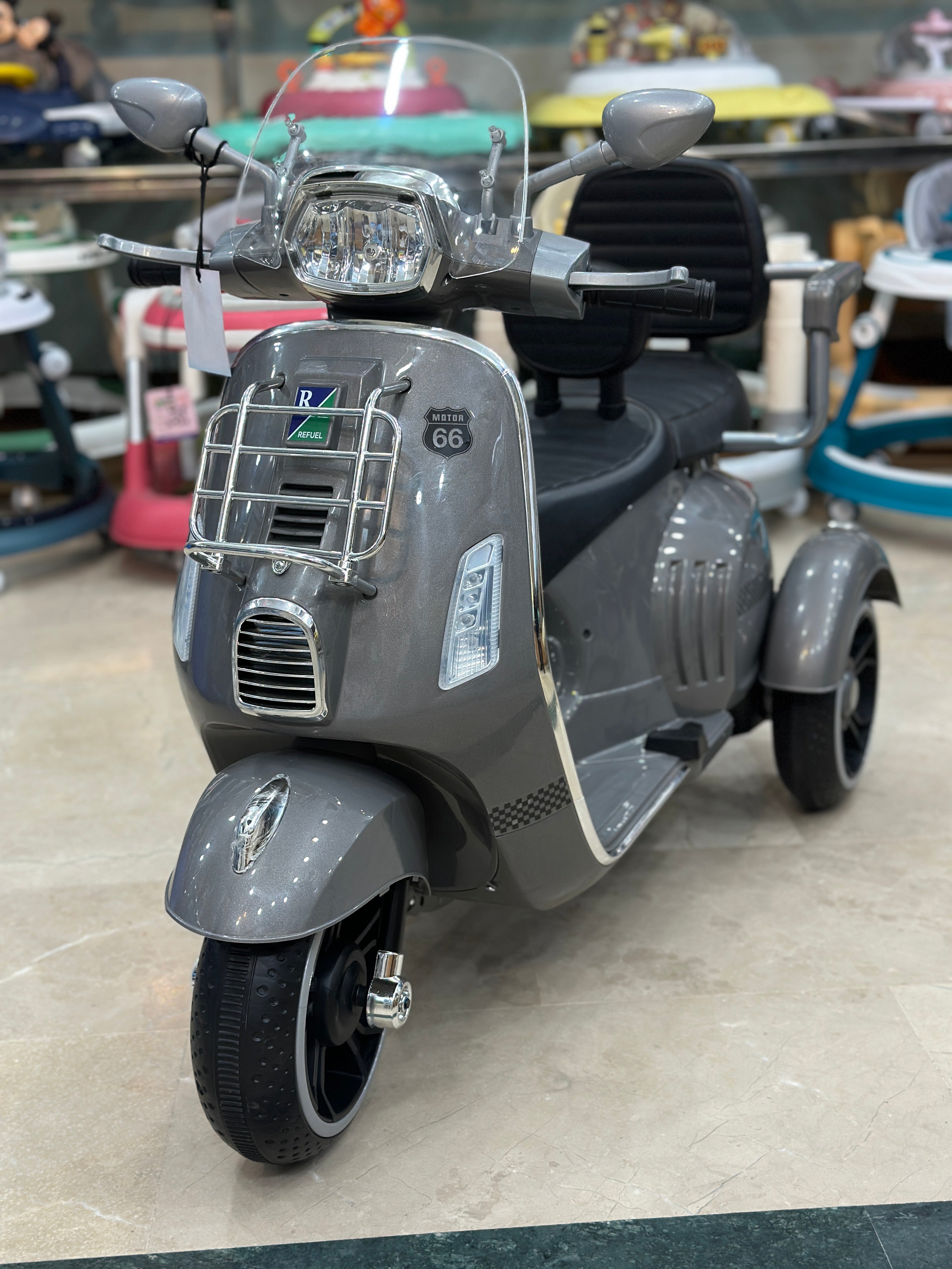 Premium Double Seat Vespa Bike – Double Motor | Double Battery | USB/MP3 | Luxury Ride for Kids